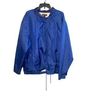 Vintage Haband Snap Up Windbreaker Jacket Mens Size XXL Lined Blue Collared